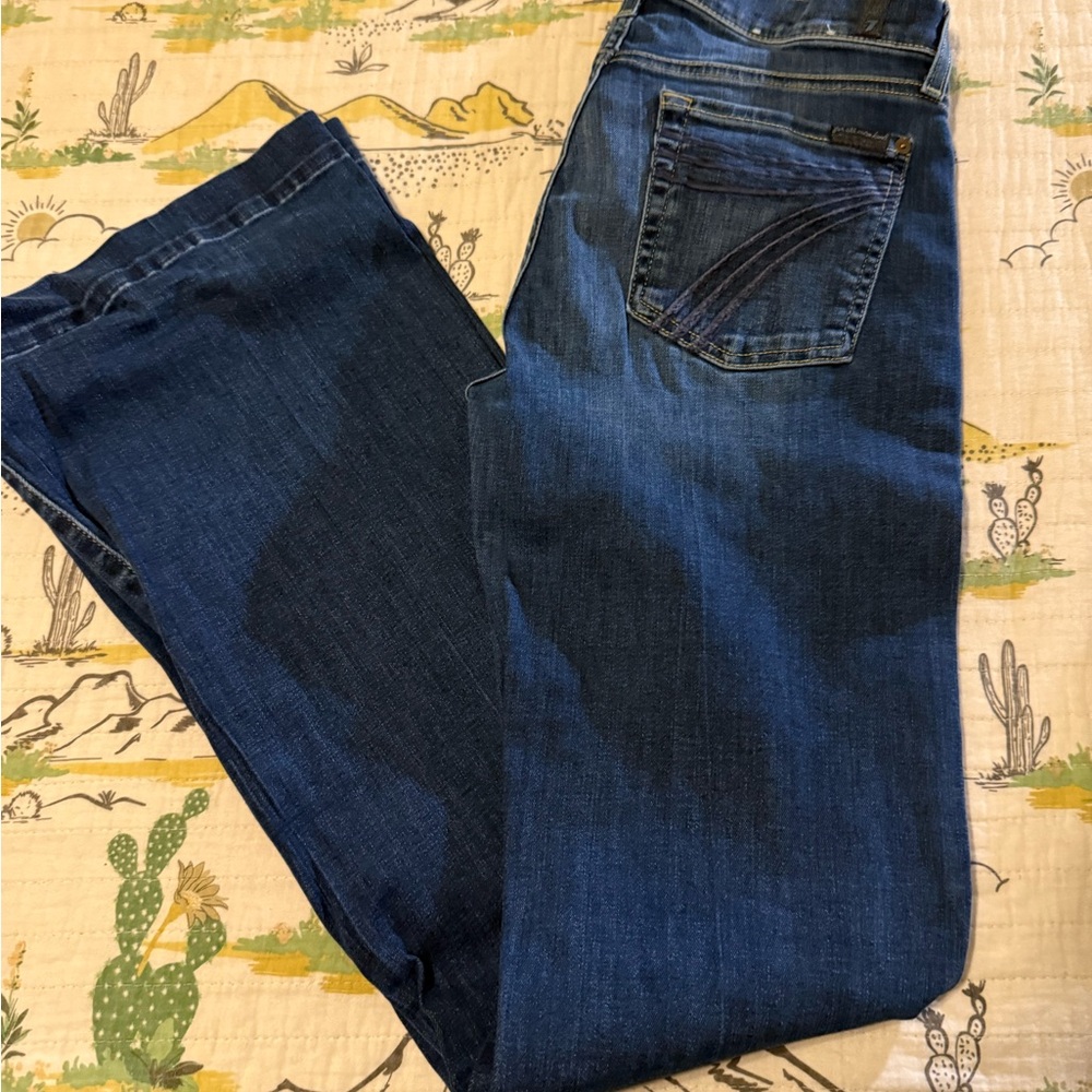 7 For All Mankind Dark Blue Boot Cut Jeans
